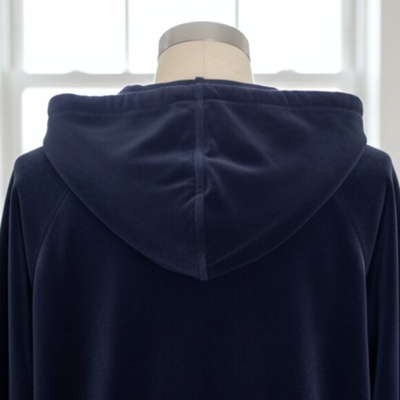 RALPH LAUREN Womens Full Zip Hoodie Track Jacket Dark Blue Velour Crest Large - Picture 4 of 9